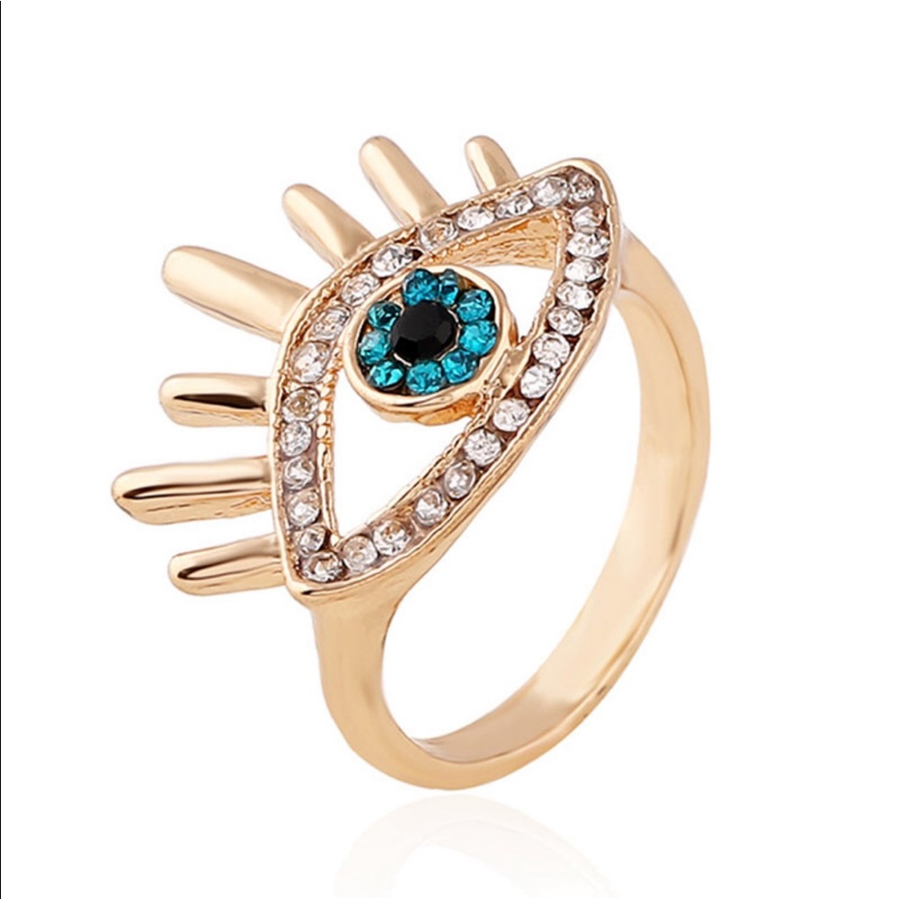 🧿 Gold and Blue Evil Eye Ring 🧿